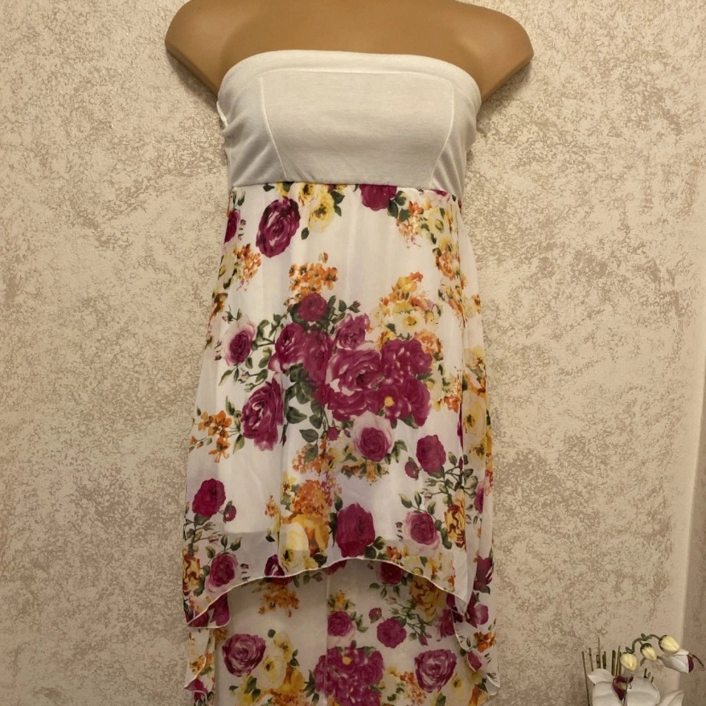 Rue21 Floral High Low Dress - White and Pink